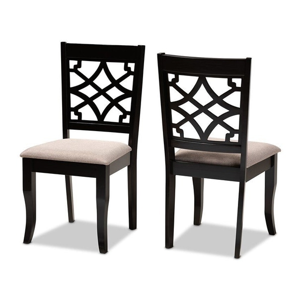 Set of 2 Upholstered Espresso Wood Dining Chairs Sand - 19x37 - Overst