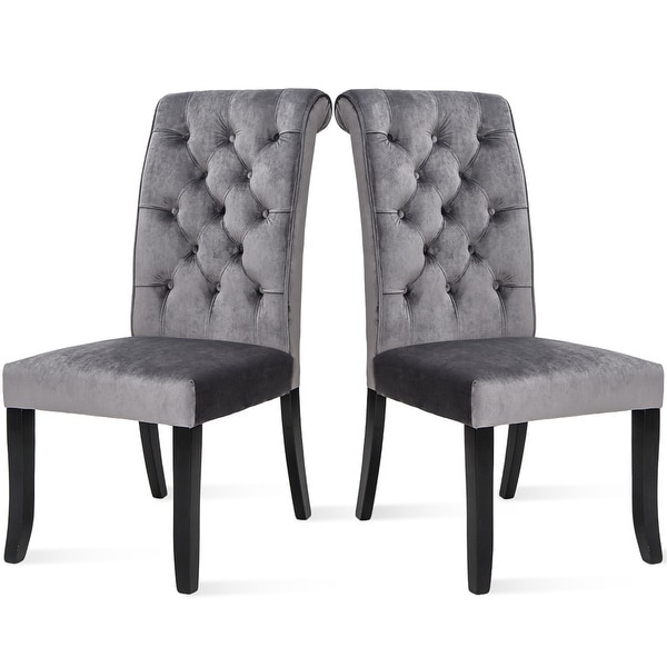 Velvet Dining Tufted Armless Upholstered Accent Chair Set of 2 - Overs