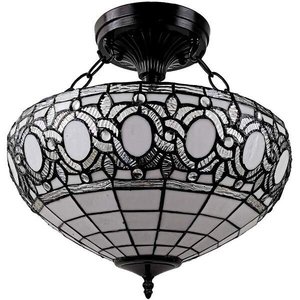 Tiffany Style Semi-flush Mount Ceiling Fixture Amora Lighting - Overst