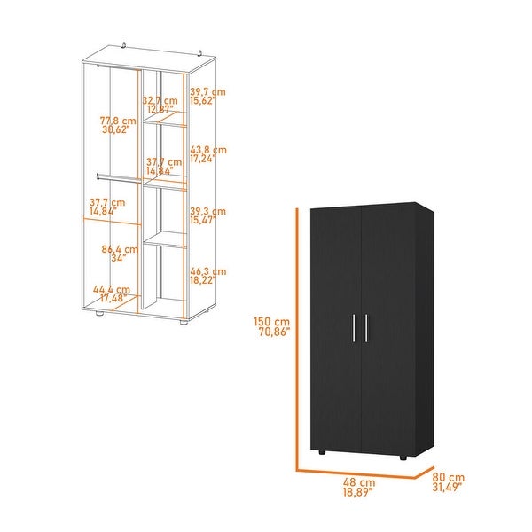 70.86 Height 2-Door Rectangle Armoire