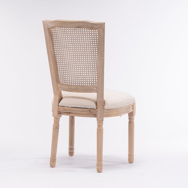 2pcs French Style Dining Chair with Square Rattan Backrest - Overstock