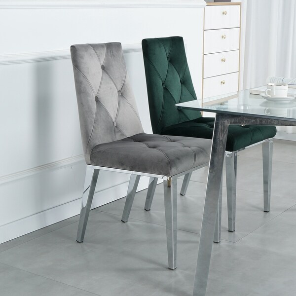 2pcs Modern Luxury Velvet Upholstered Dining Chairs - Overstock - 3589