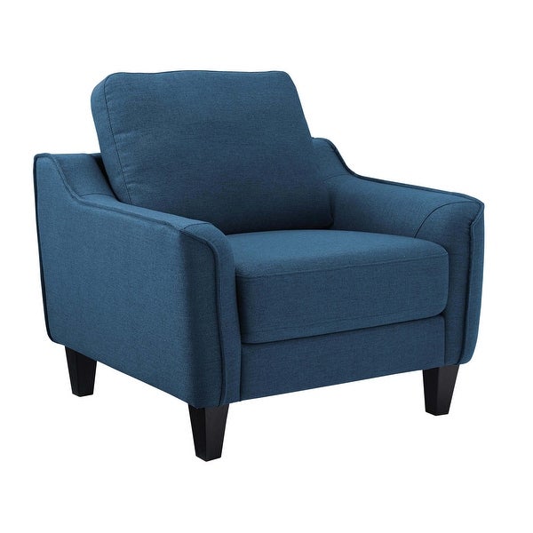 Fabric Upholstered Wooden Chair with Corner Blocked Frame, Blue - 36.5