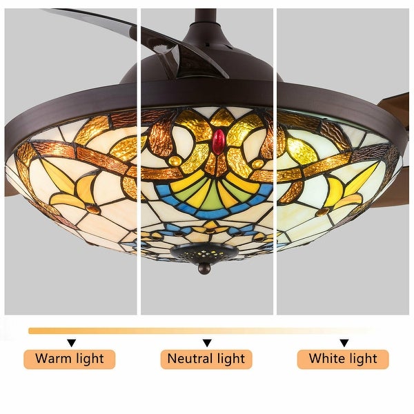 42 Inches Tiffany Style Ceiling Fan with Remote - 42 Inches | Overstoc