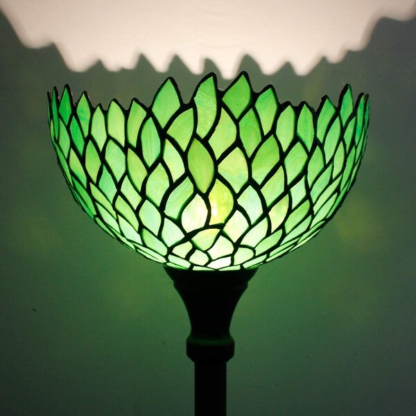 Tiffany Floor Lamp Uplight 66 Bronze Pole Vintage Boho Green Stained G