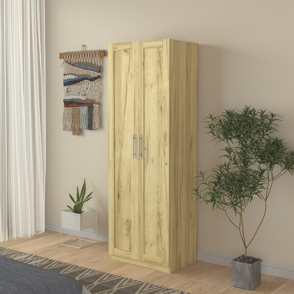 70Height Wood Closet with 2 Door and 4-Tier Inside