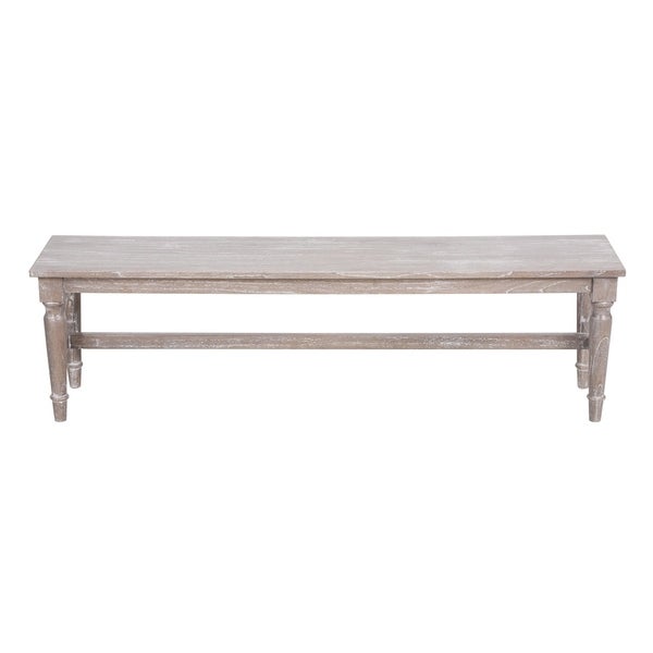 White Washed Mindi Wood Bench - Overstock - 30585288