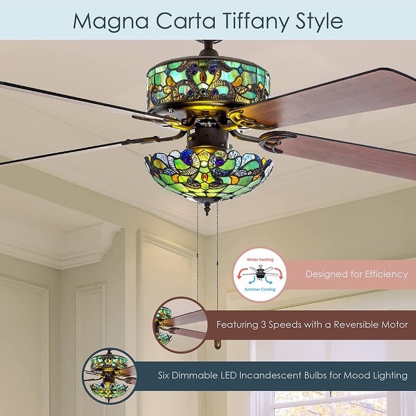 Stained Glass Magna Carta LED Ceiling Fan - 52