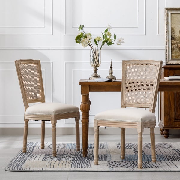 2pcs French Style Dining Chair with Square Rattan Backrest - Overstock