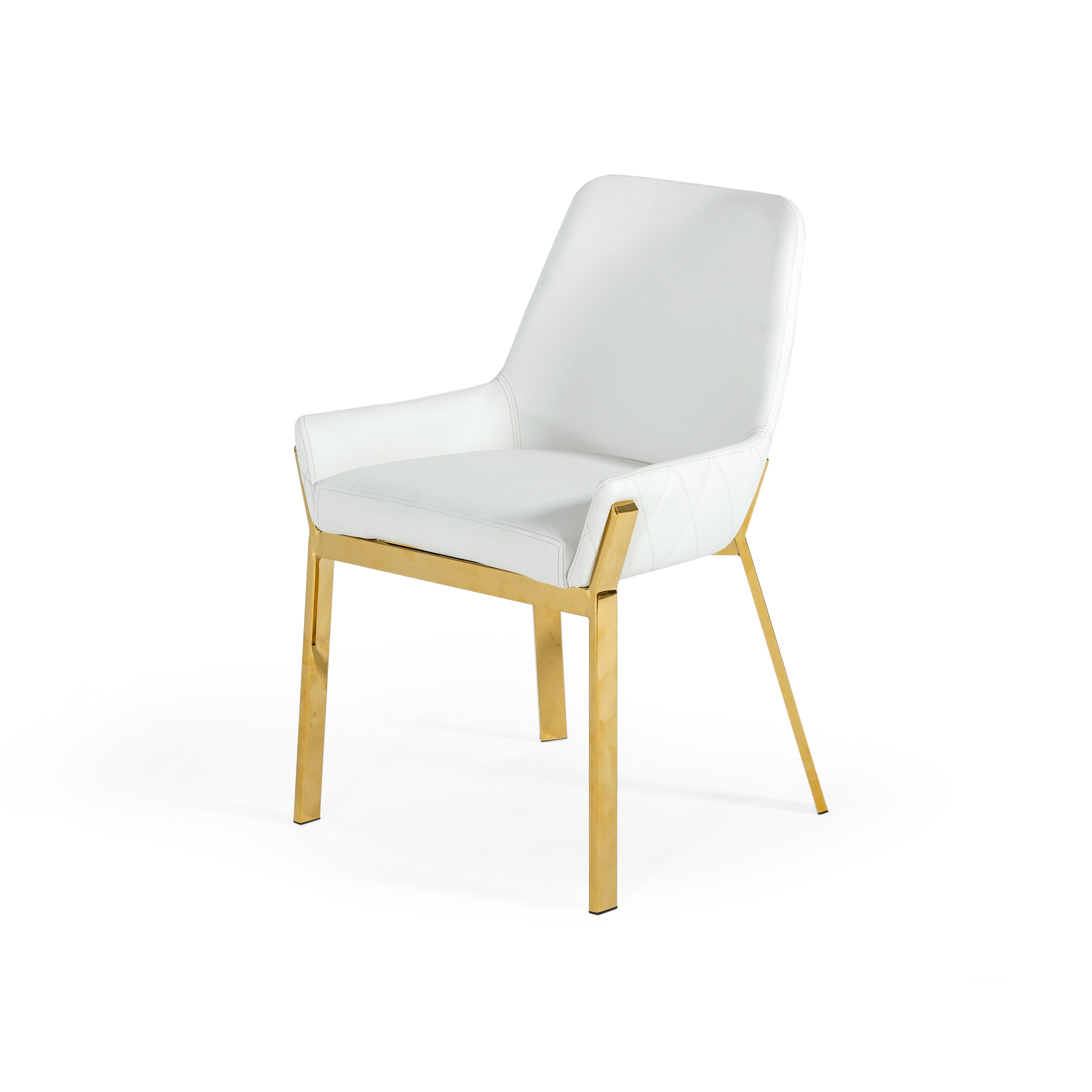 Modrest Ganon Modern White & Gold Dining Chair - Overstock - 32610937