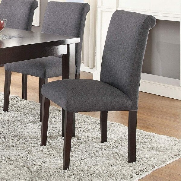 Transitional Blue Grey Polyfiber Chairs Dining Seating Set of 2 chairs