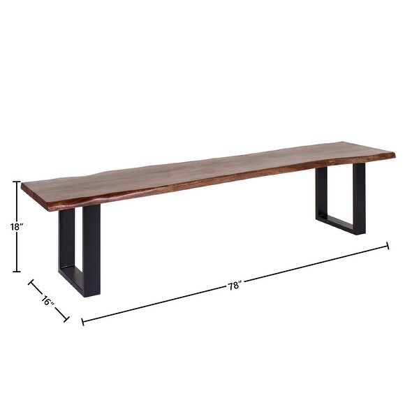 Jessore Handmade Live Edge Acacia Wood & Iron Dining Bench - Overstock