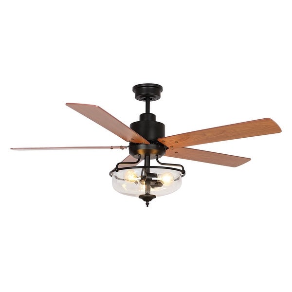 Modern and Farmhouse 5-Blade Glass Shade Ceiling Fan with Light Kit an