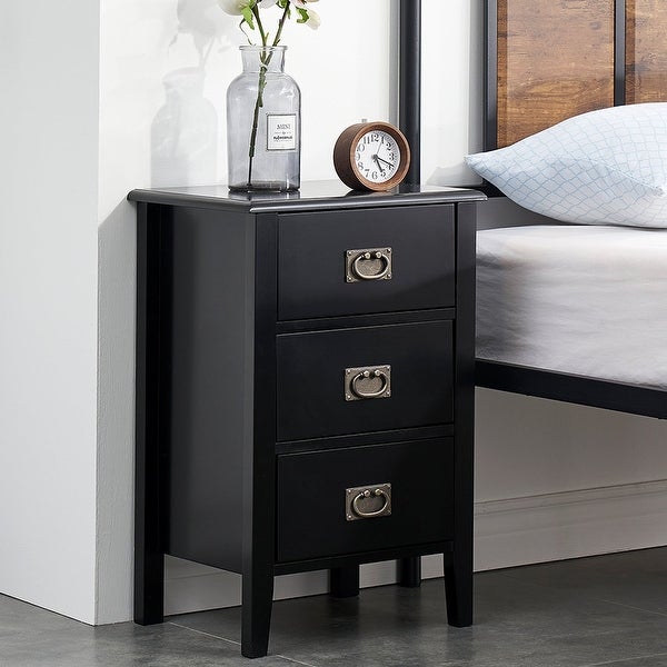 Modern 3-Drawer Wood Nightstands Set of 2 - - 36041255