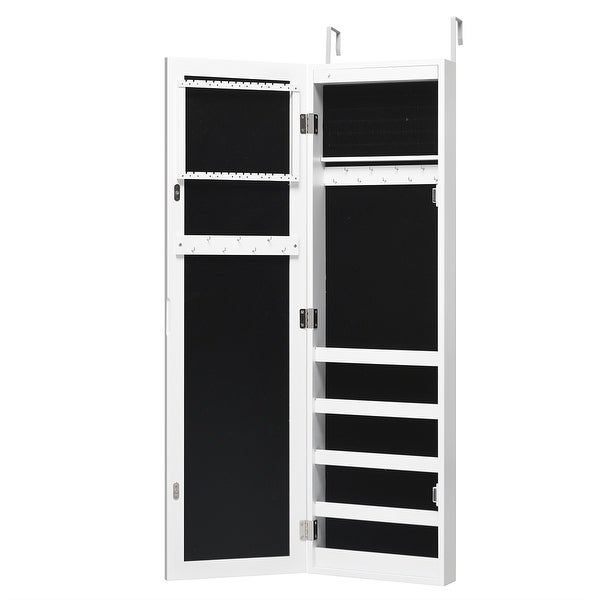 Costway Wall Door Mounted Mirrored Jewelry Cabinet Organizer Storage -