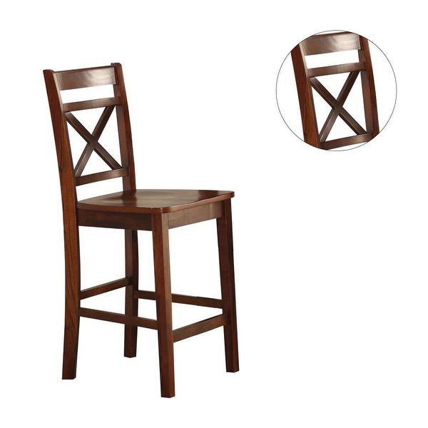 Set of 2 Wooden Counter Height Chairs - Overstock - 35471609