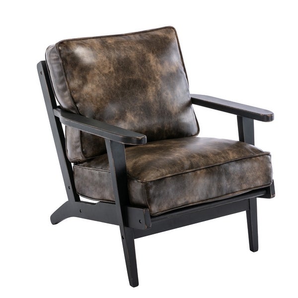 PU Leather Armchair with Removable Cushion - Overstock - 35439442