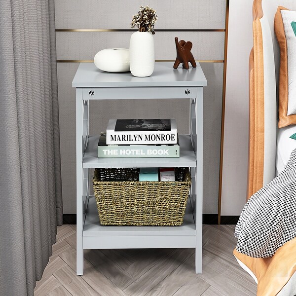 Costway 3-tier Nightstand Sofa Side End Accent Table Storage Display -