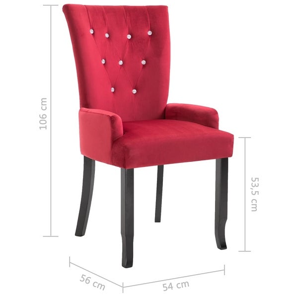 Dining Chair with Armrests 4 pcs Red Velvet - Overstock - 37348973