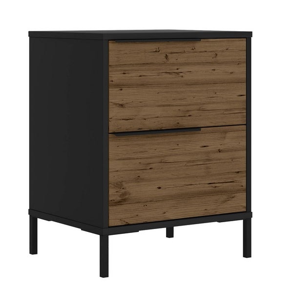 Wood and Metal Office Accent Storage Cabinet with 2 Drawers - - 373164