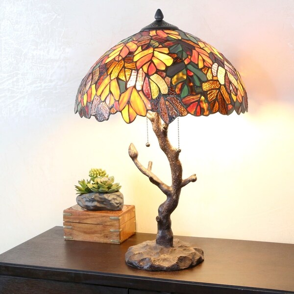 Copper Grove Eugenia Stained Glass 24.5-inch Tiffany-style Lamp with T