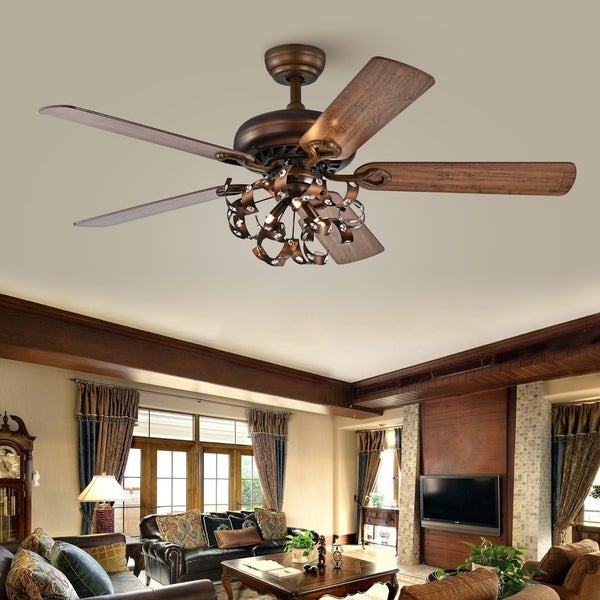 Paz Satin Bronze 52-Inch 5-Blade Lighted Ceiling Fan | Overstock.com S