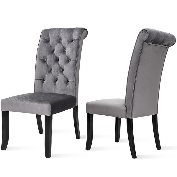 Velvet Dining Tufted Armless Upholstered Accent Chair Set of 2 - Overs