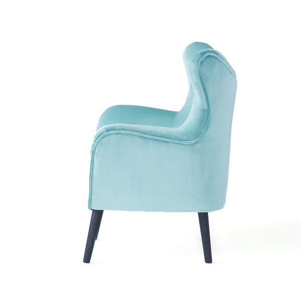 Simon Light Blue Fabric Wingback Chair - Overstock - 36701967