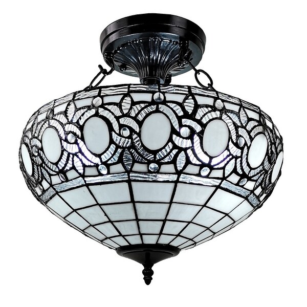 Tiffany Style Semi-flush Mount Ceiling Fixture Amora Lighting - Overst