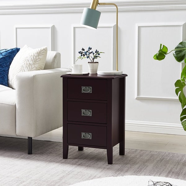 Modern 3-Drawer Wood Nightstands Set of 2 - - 36041255