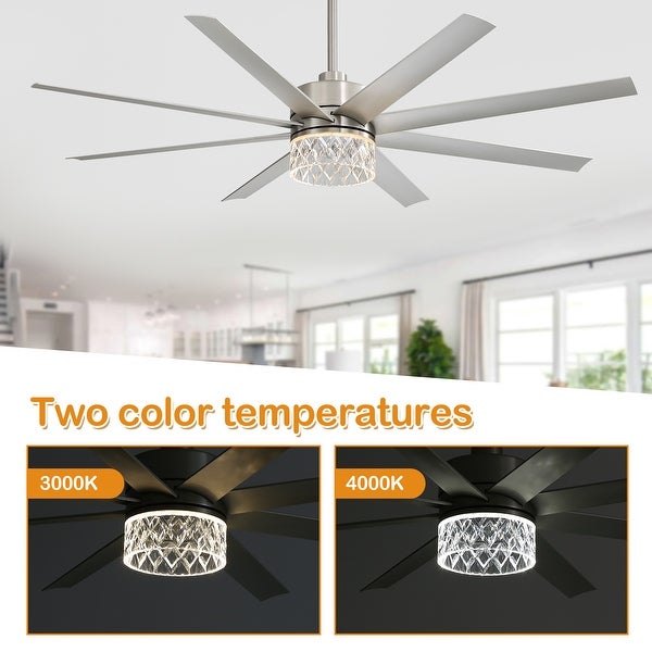 65 In LED Ceiling Fan with Light and Remote Control(Brushed Nickel) |