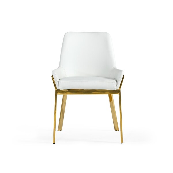 Modrest Ganon Modern White & Gold Dining Chair - Overstock - 32610937