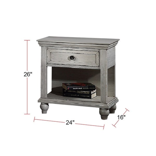 1 Drawer Nightstand with Bottom Shelf In Antique White - - 34744921