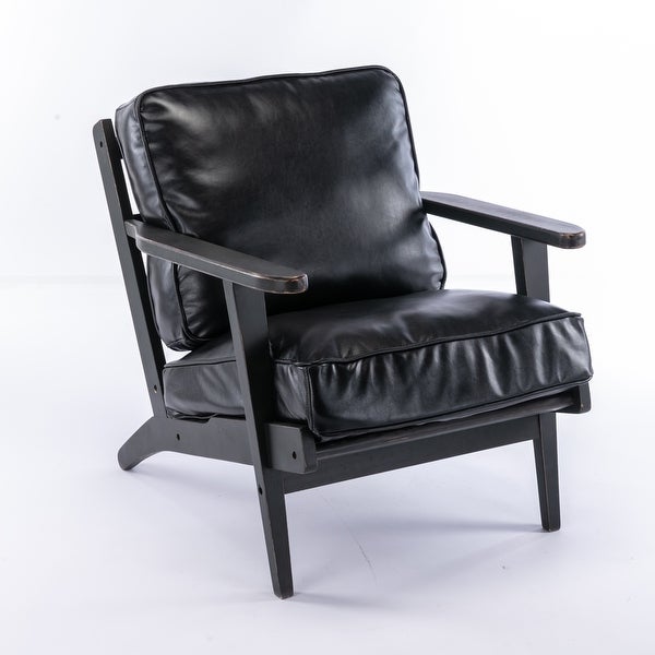 PU Leather Armchair with Removable Cushion - Overstock - 35439442