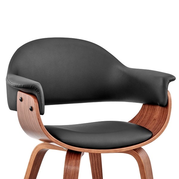 Leatherette Dining Chair with Curved Seat, Black and Brown - Overstock