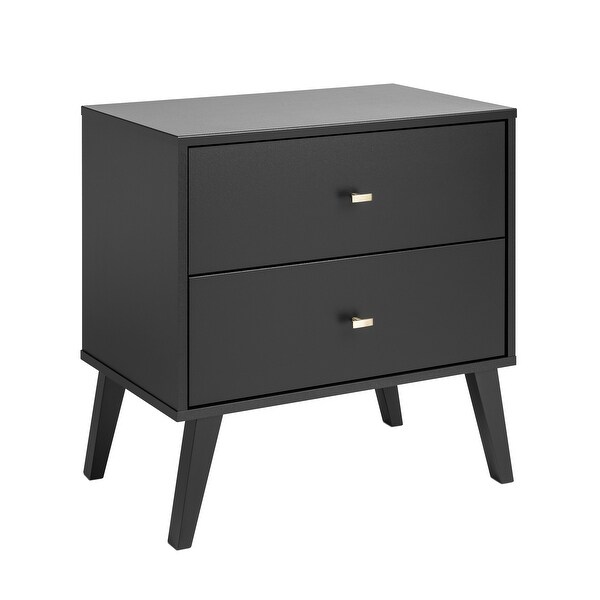 Milo Mid Century Modern Bedroom Nightstand, 2-Drawer, Black - - 372635