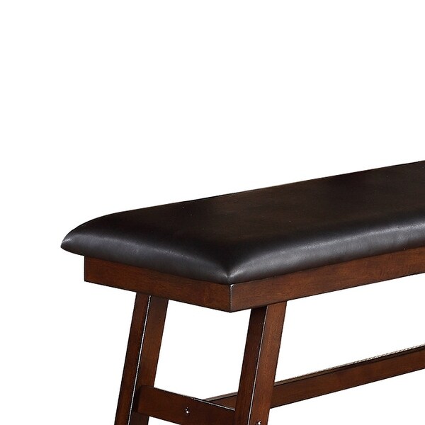 Black Faux Leathe Dining Bench, Dark Walnut - Overstock - 33748188