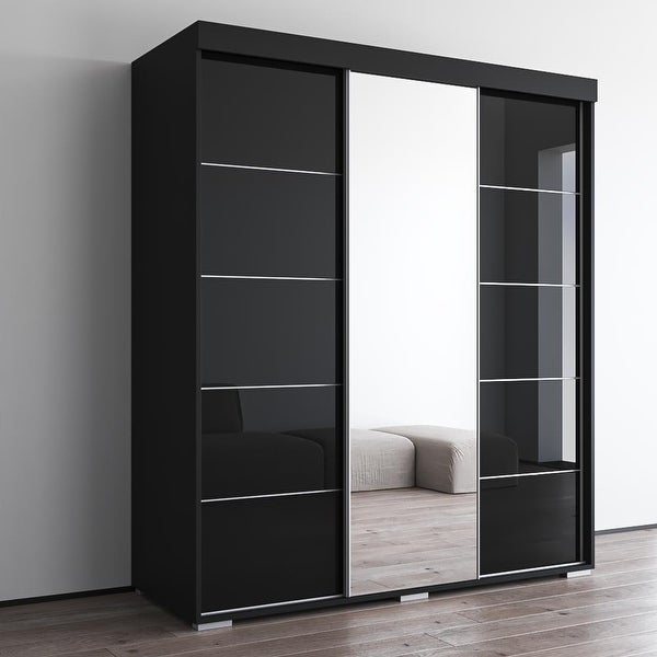 Aria Modern 3-door Wardrobe Armoire with Mirror - - 28494575