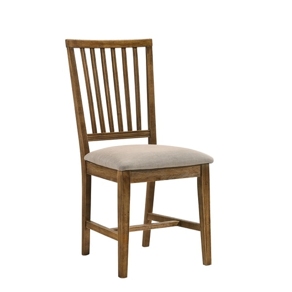 Wallace II Side Chair (Set-2), Tan Linen & Weathered Oak (2Pc/1Ctn), P