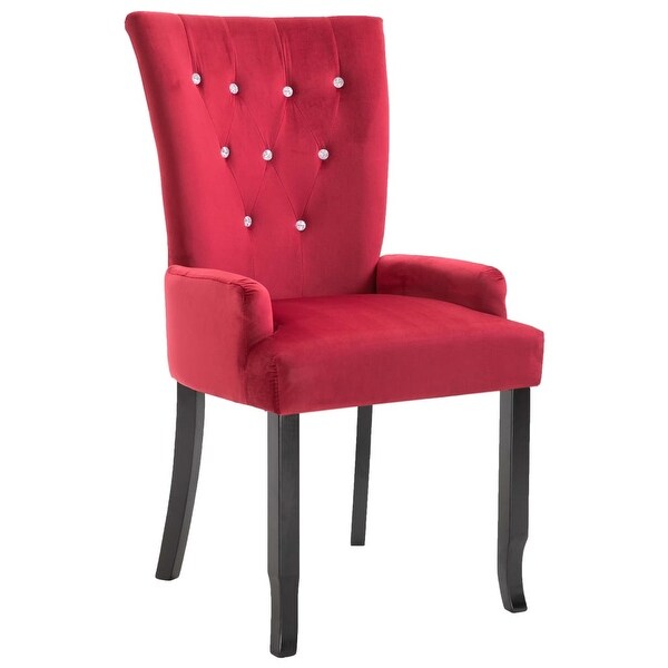 Dining Chair with Armrests Red Velvet - Overstock - 35098067