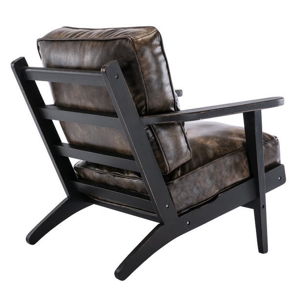 PU Leather Armchair with Removable Cushion - Overstock - 35439442