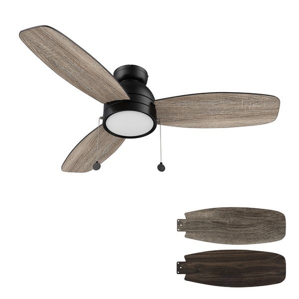 Reed 48-inch Indoor Ceiling Fan with Pull Chain,Dimmable LED Light Kit