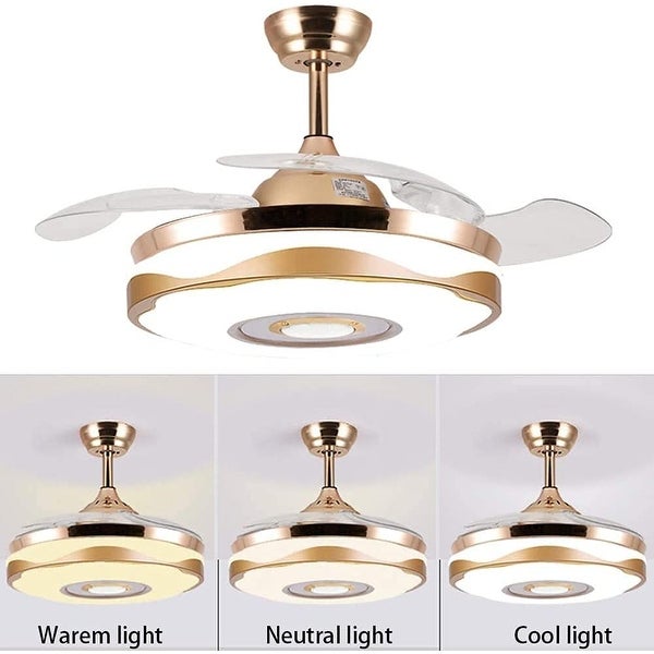 42 Inch Modern Ceiling Fan with 7 Colors Dimmable LED Lights, Bluetoot