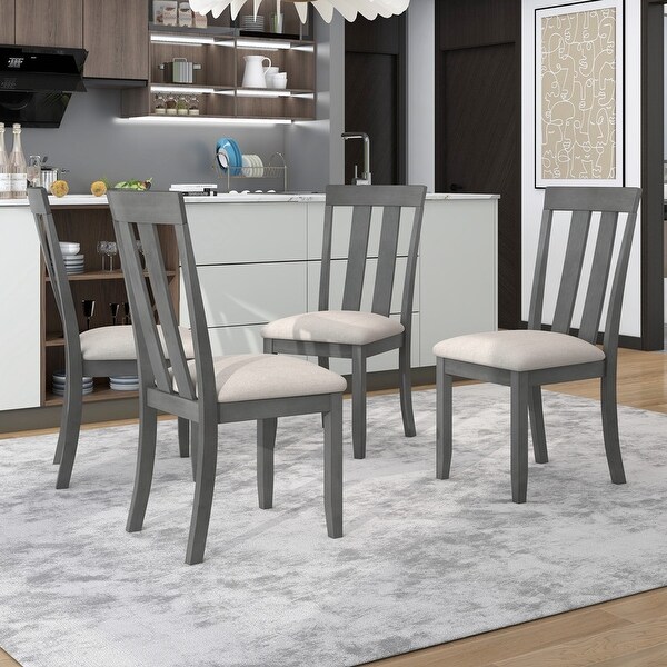 Set of 4 Dining Chairs Soft Fabric Dining Room Chairs with Seat Cushio