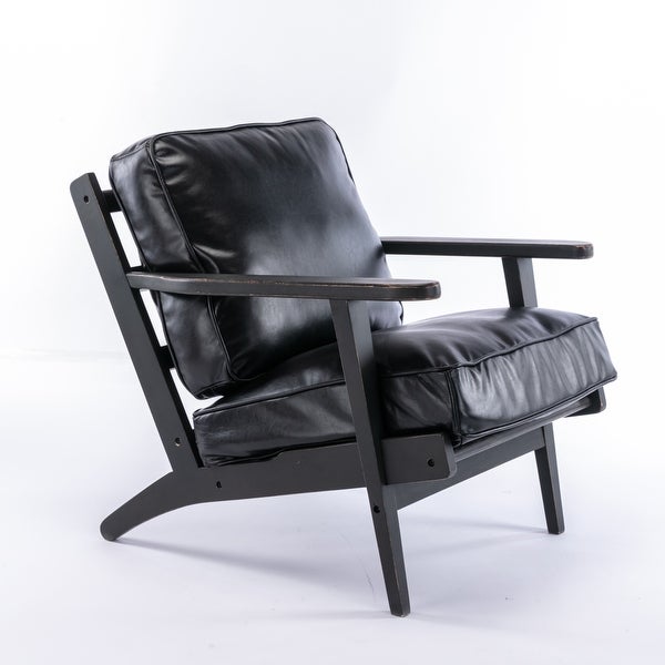 PU Leather Armchair with Removable Cushion - Overstock - 35439442