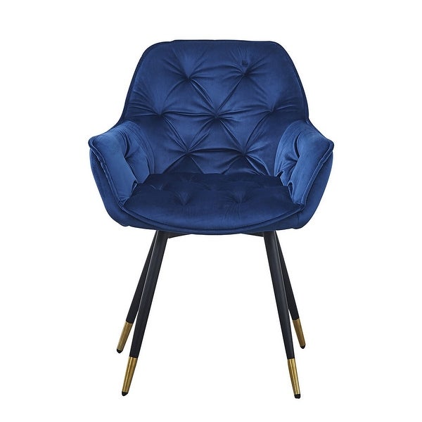 Alix 25 Inch Modern Dining Chair, Button Tufted, Set of 2, Blue, Black