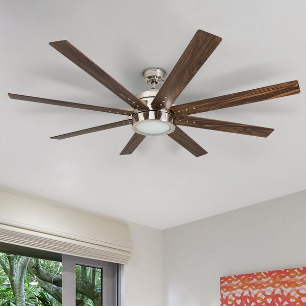 Honeywell Xerxes Brushed Nickel LED Remote Control Ceiling Fan, 8 Blad