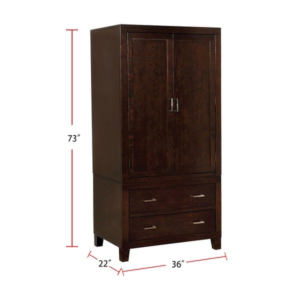 Wooden Armoire With 2 Drawers, Espresso - - 34443275