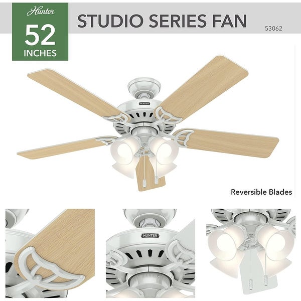 52 inch Studio Series New Bronze Ceiling Fan with LED Light Kit and Pu