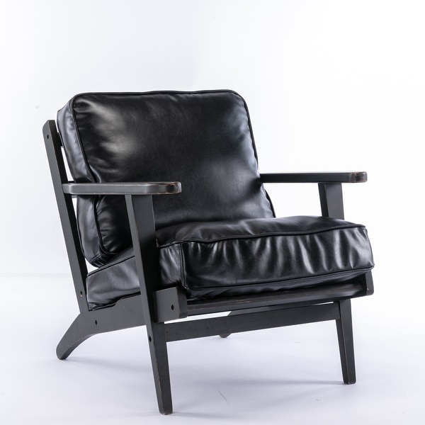 PU Leather Armchair with Removable Cushion - Overstock - 35439442